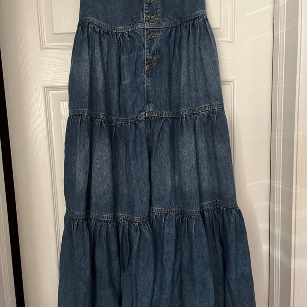Free People Dreamweaver Denim Maxi Skirt